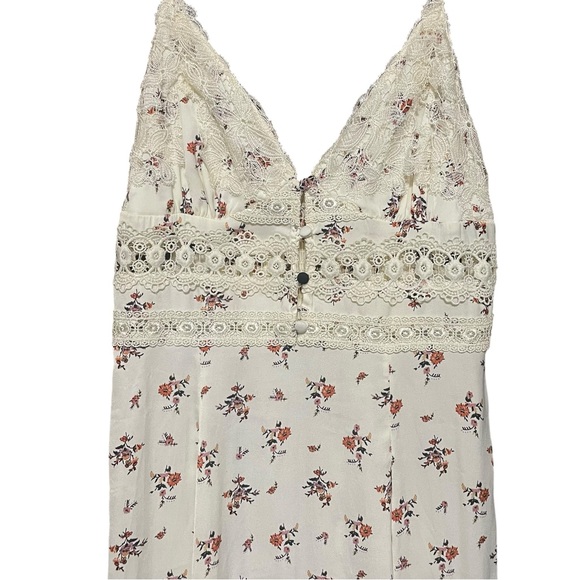 Free People Out And About Maxi Slip Dress in Ivory Combo Romantic‎ Feminine Sz S - Picture 8 of 15